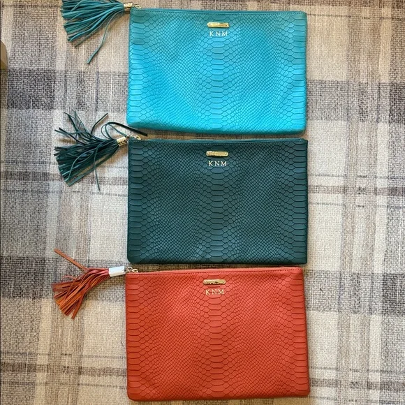 Gigi Newyork Women's Clutch Bag Set - Teal, Green, and Burnt Orange - Picture 1 of 11